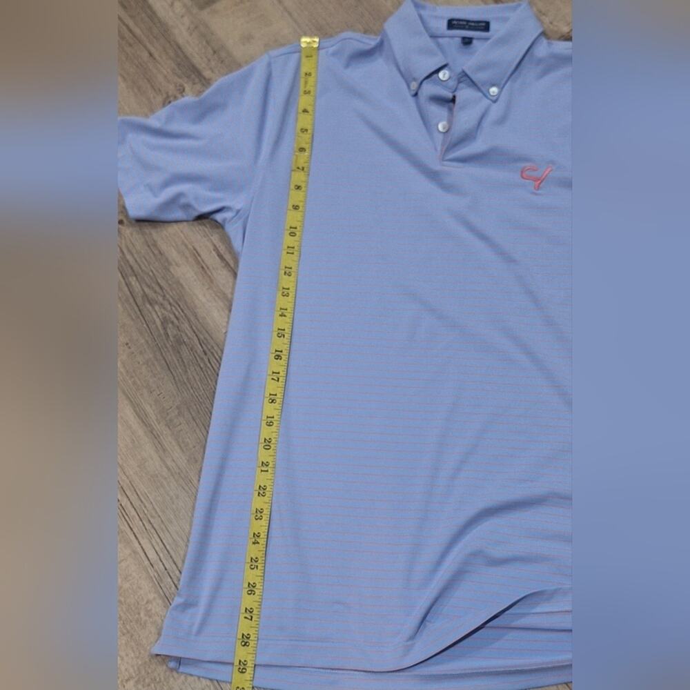 #1473 Peter Miller blue & pink silky polo golf shirt sz. L - Picture 9 of 9